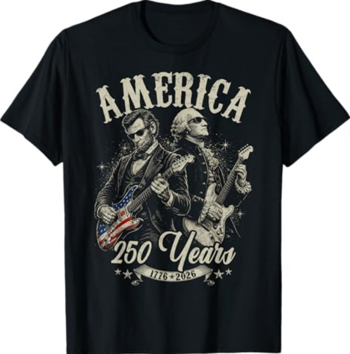 George Washington Lincoln Playing Guitar Abe Lincoln 250th T-Shirt