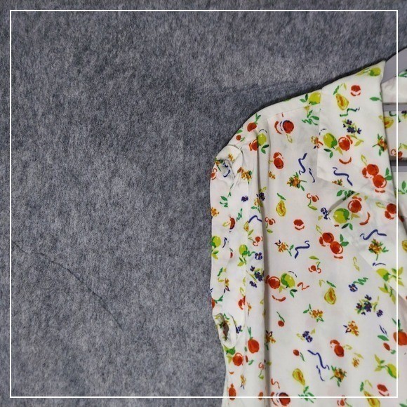 Cooper Ella Women Blouse L Button Down Novelty Fruit Picnic Statement Shirt