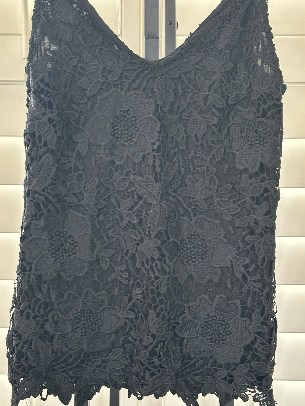 WHBM Lace Lined Black Camisole, Adjustable Straps, Size XXS