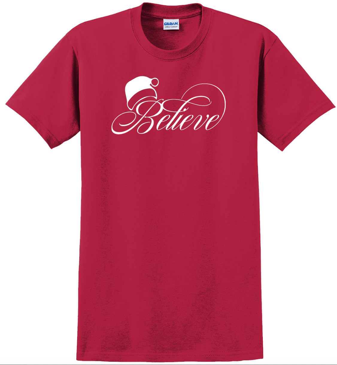 Believe Christmas Holiday T-Shirt Short Sleeve Graphic Tee Unisex apparel Text