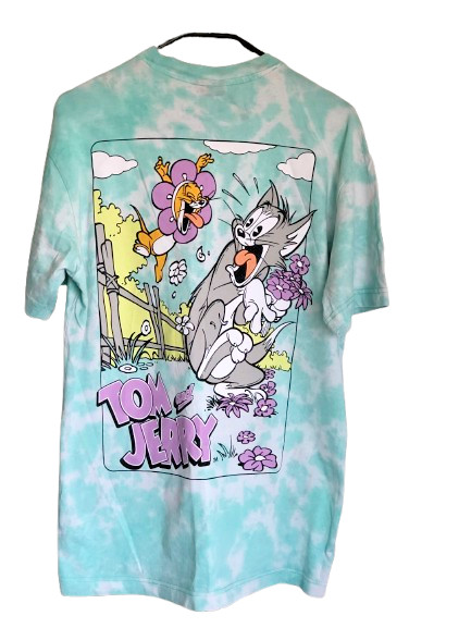 H&M worner browsers disney Tomn and Jerry oversized shirt tie det size XS turquoise