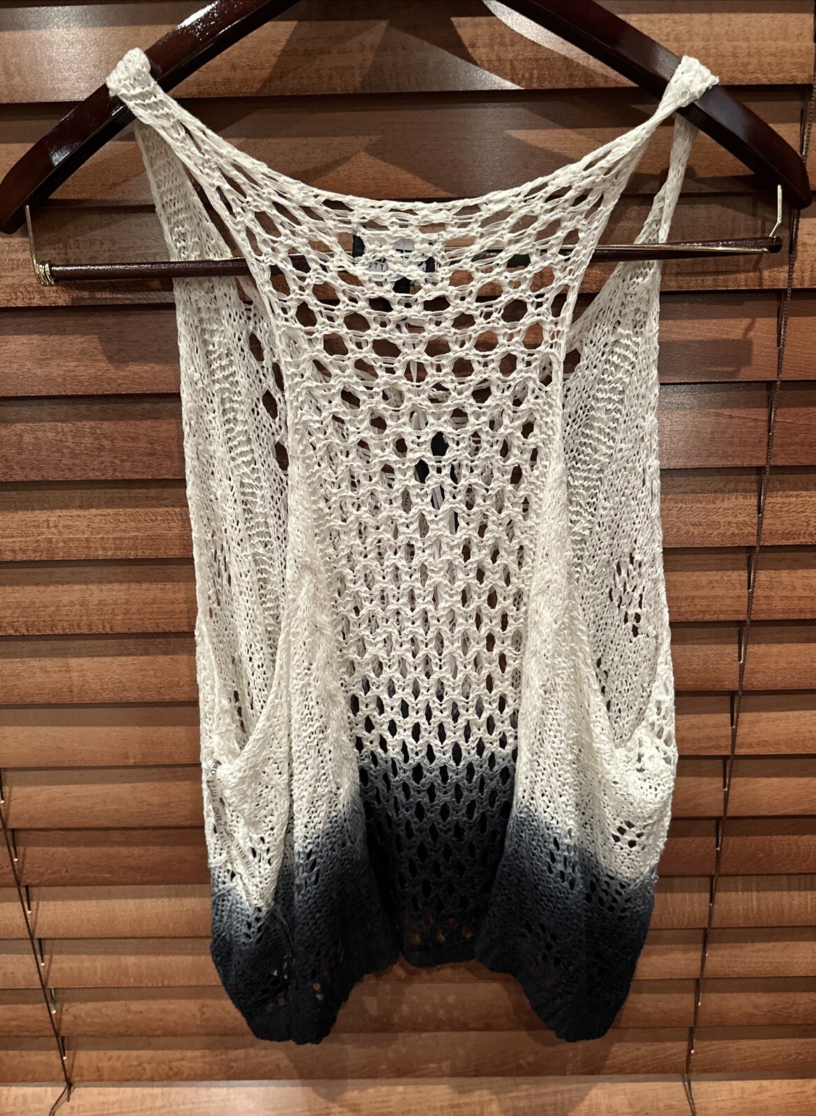 BUFFALO DAVID BITTON Crochet Tank Top White/Black Open Knit Women’s Small New