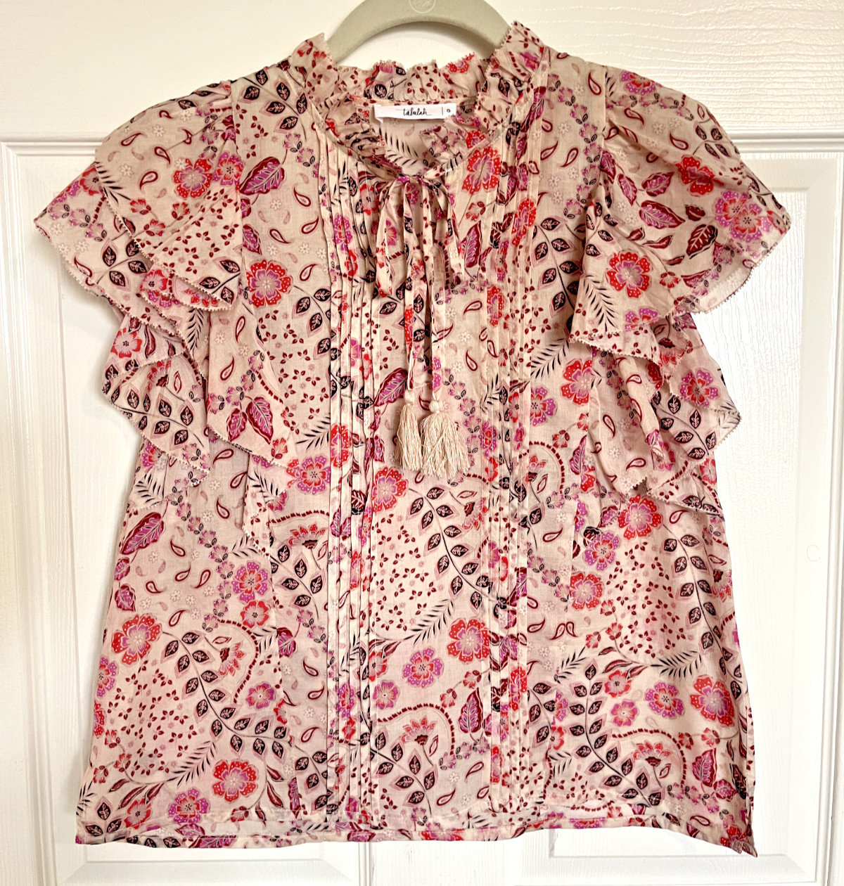 Talulah Colorful Floral Boho Top Size Small Fairy Whimsy 100% Cotton