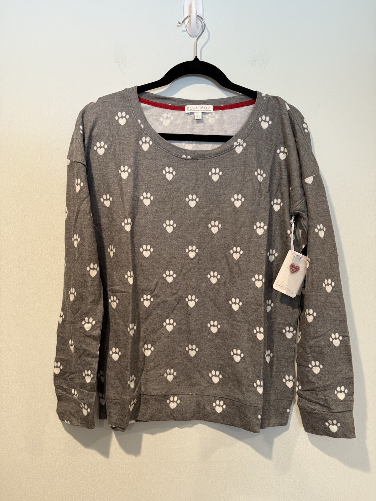 NEW PJ Salvage Top Small Grey Animal Dog Cat Paws Soft Travel Stretch Lounge