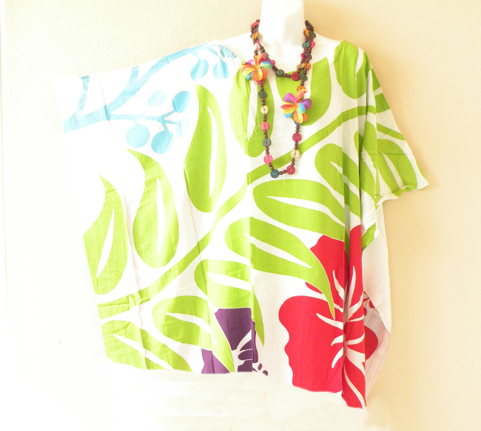 KL54 Multicolor Hand Painted Plus Kaftan Poncho Tunic Women Blouse Top up to 7X