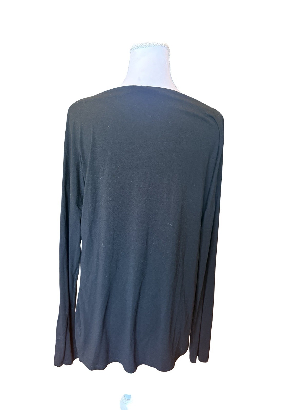 Vince Black Micro Modal Boat Neck Long Sleeve Top Large Soft Stretch Luxury