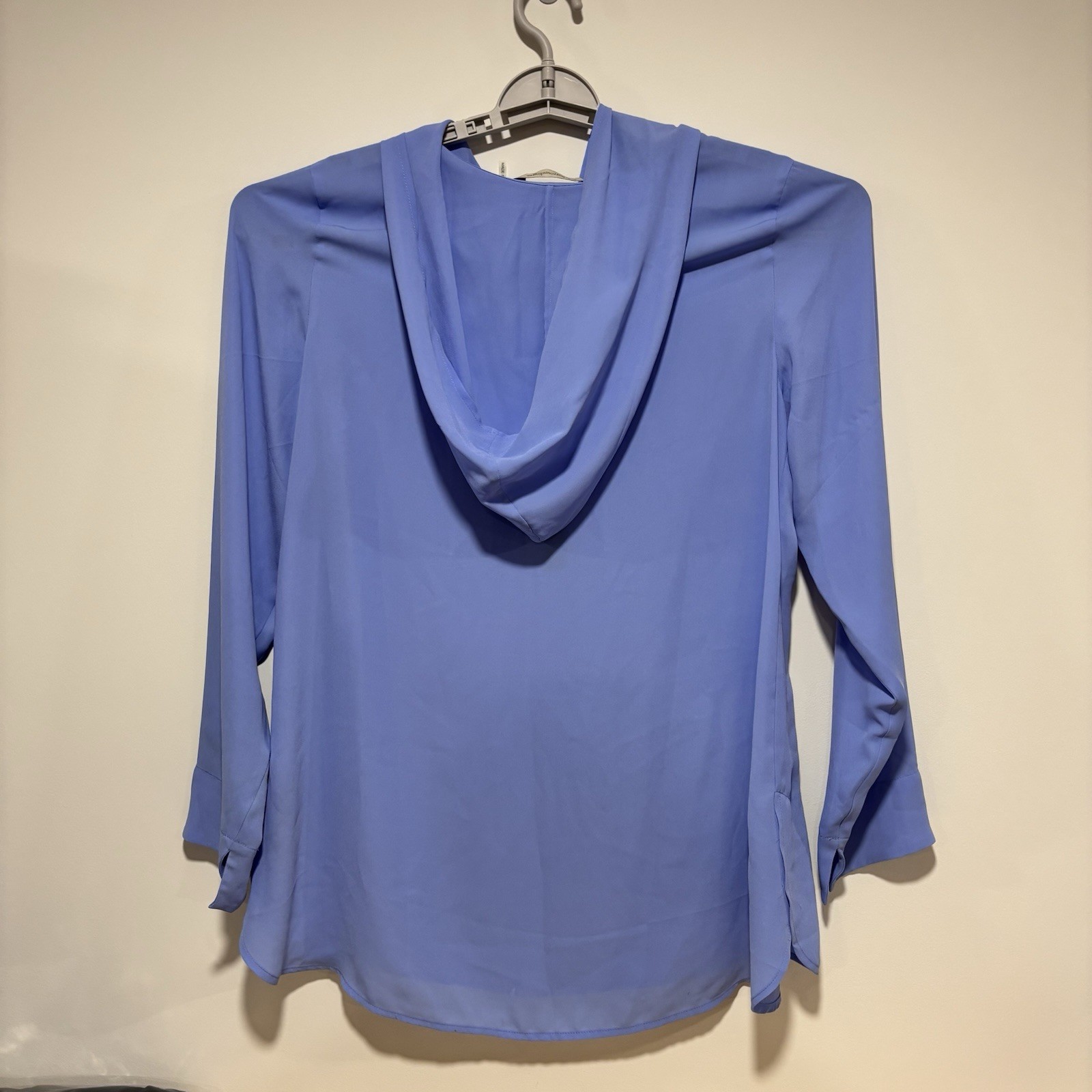 Soft Surroundings Blue Hooded Pullover Tunic Top Kangaroo Pocket 1/2 Zip Medium