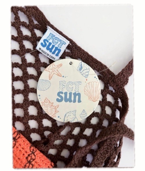 FCT SUN WOMEN REGULAR CROCHET FRINGE SHELL TANK BROWN ORANGE WHITE TOP