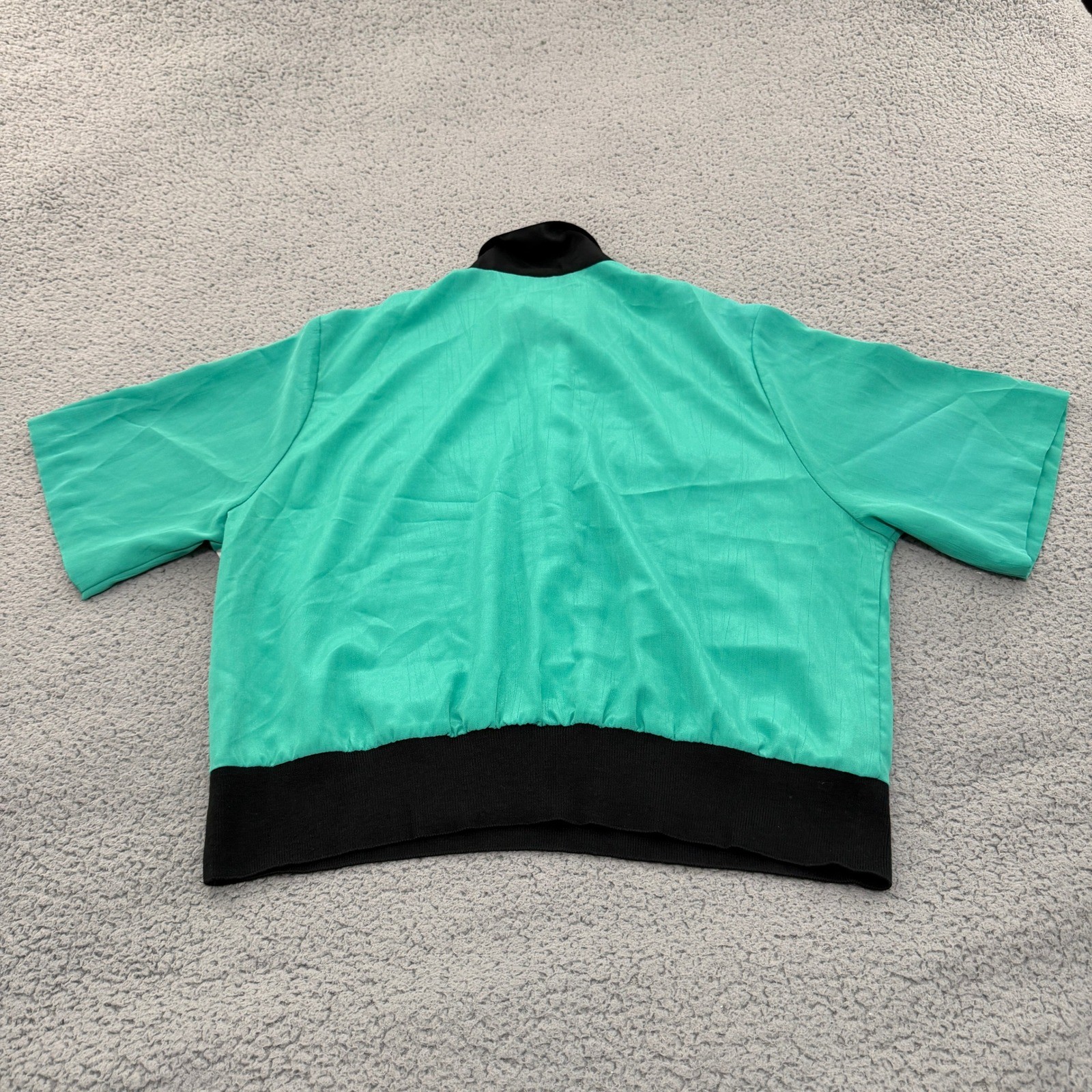 Andrea Gayle Vintage Colorblock Blouse Green White Black Gold Button 16 Womens