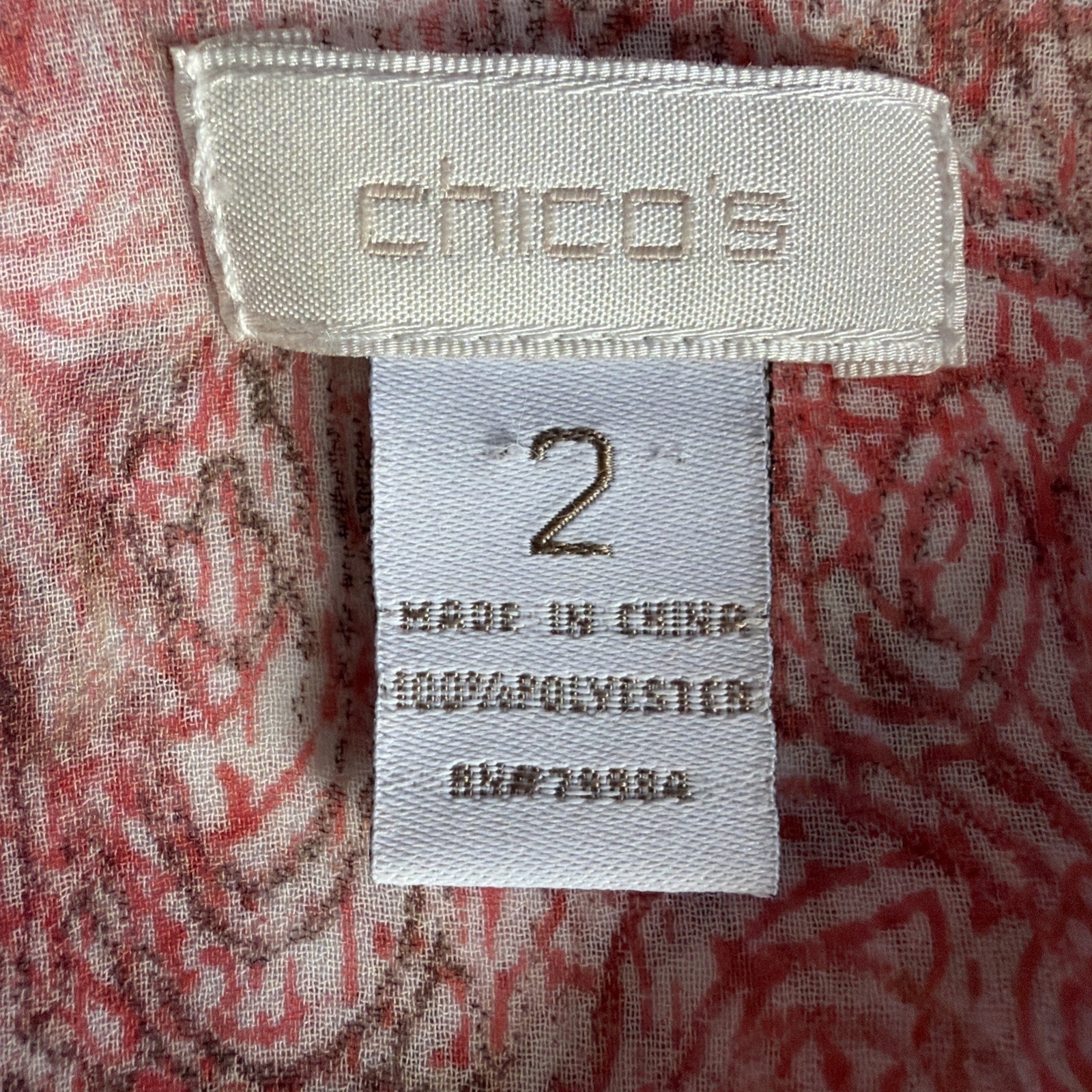 Chico’s 2 Womens Large Lightweight Blouse Shirt Top bohemian artsy designer