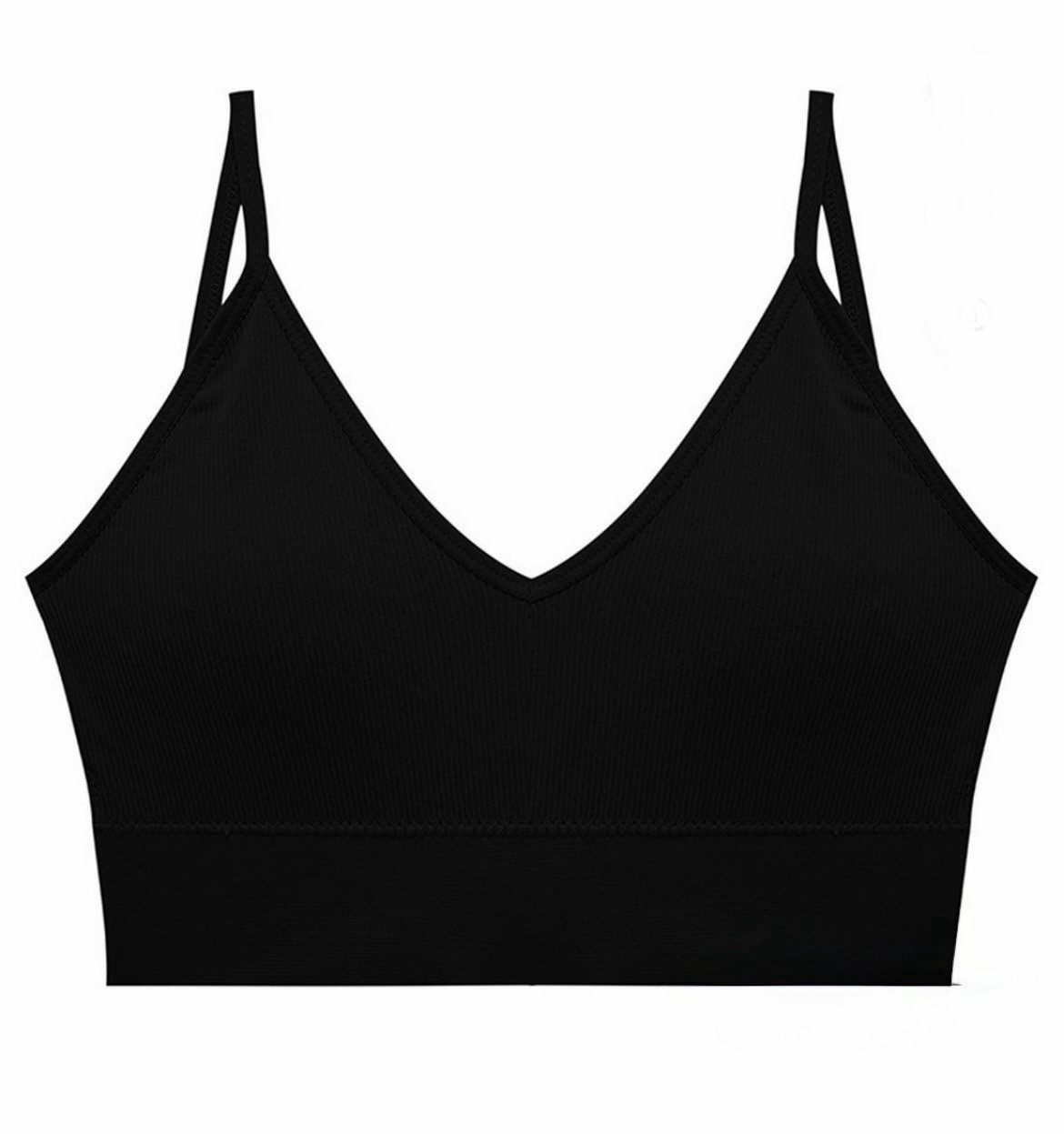 Junior Girls Ribbed Wireless V-Neck Black Brami-Size Medium