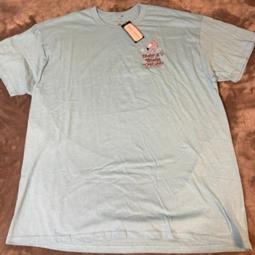 Simply Southern Flamingo Christmas T-Shirt XL Blue Baby Its Warm Outside NWT