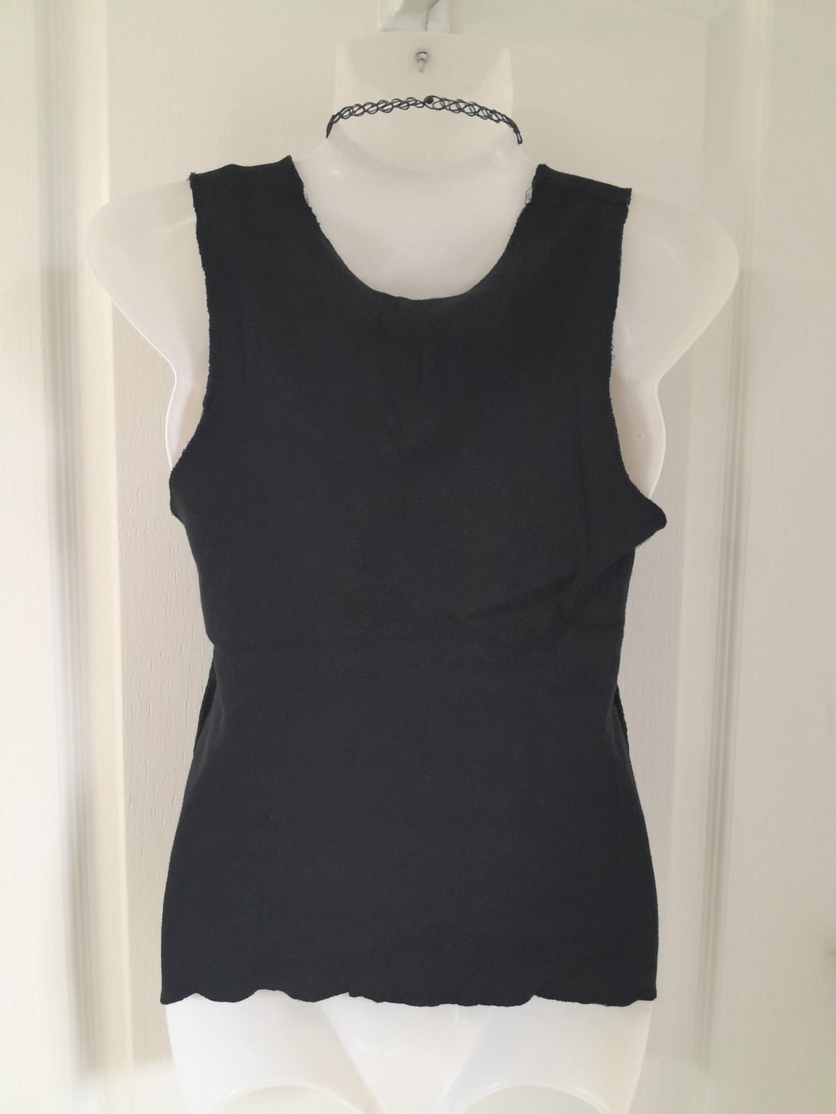 Really Rare Gothic Sleevless Black Top “What Are Girls Made Of?”