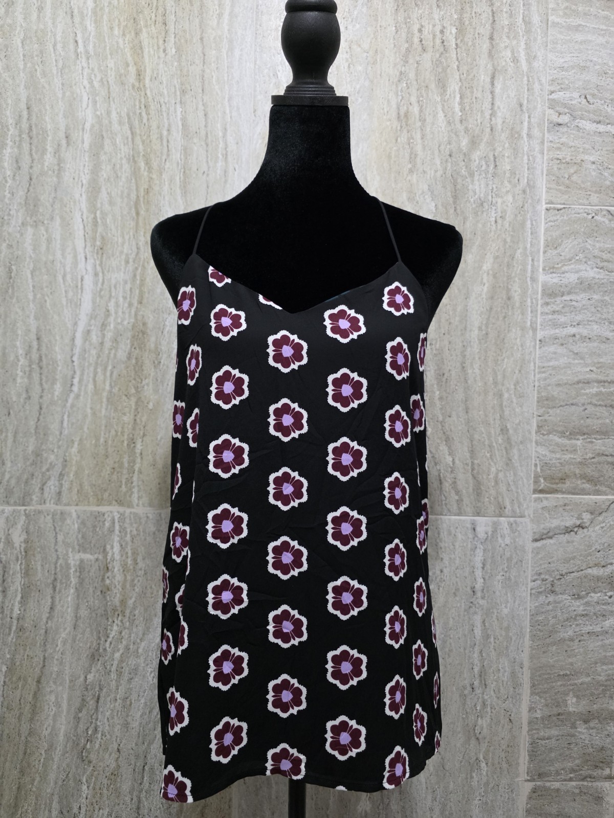 Express Women’s Black Floral Reversible Spaghetti Strap Sleeveless Cami Top S