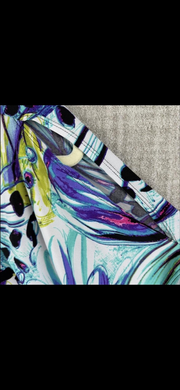 Nue Options Blouse Womens L Multicolor Floral Kimono Sleeve Stretch Lightweight