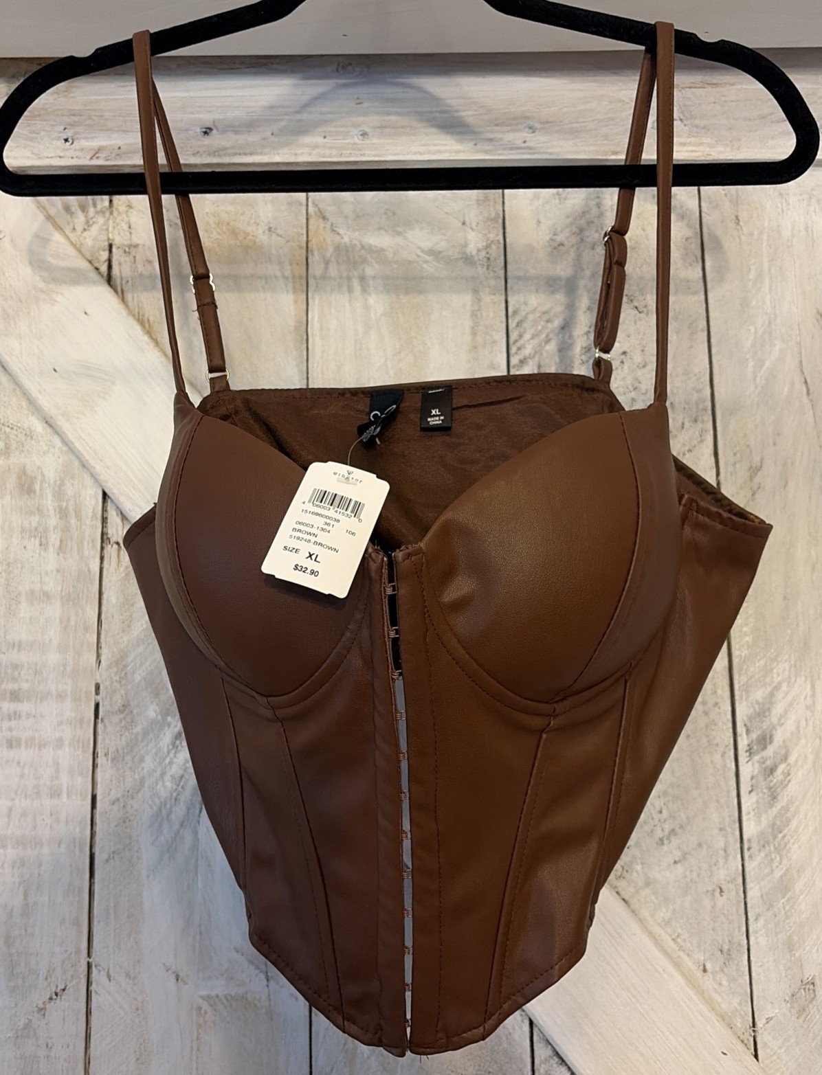 Women’s Windsor Faux Leather Brown Bustier Corset Renaissance Steampunk Size XL