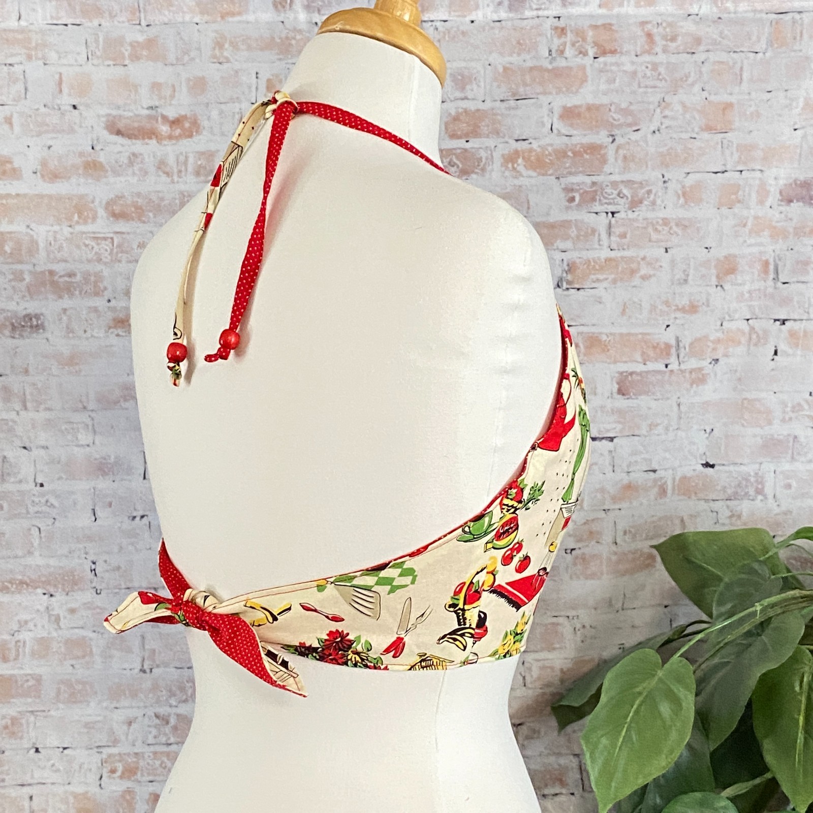Reversible Retro 50s Kitchen Halter Top Size Small OOAK Handmade