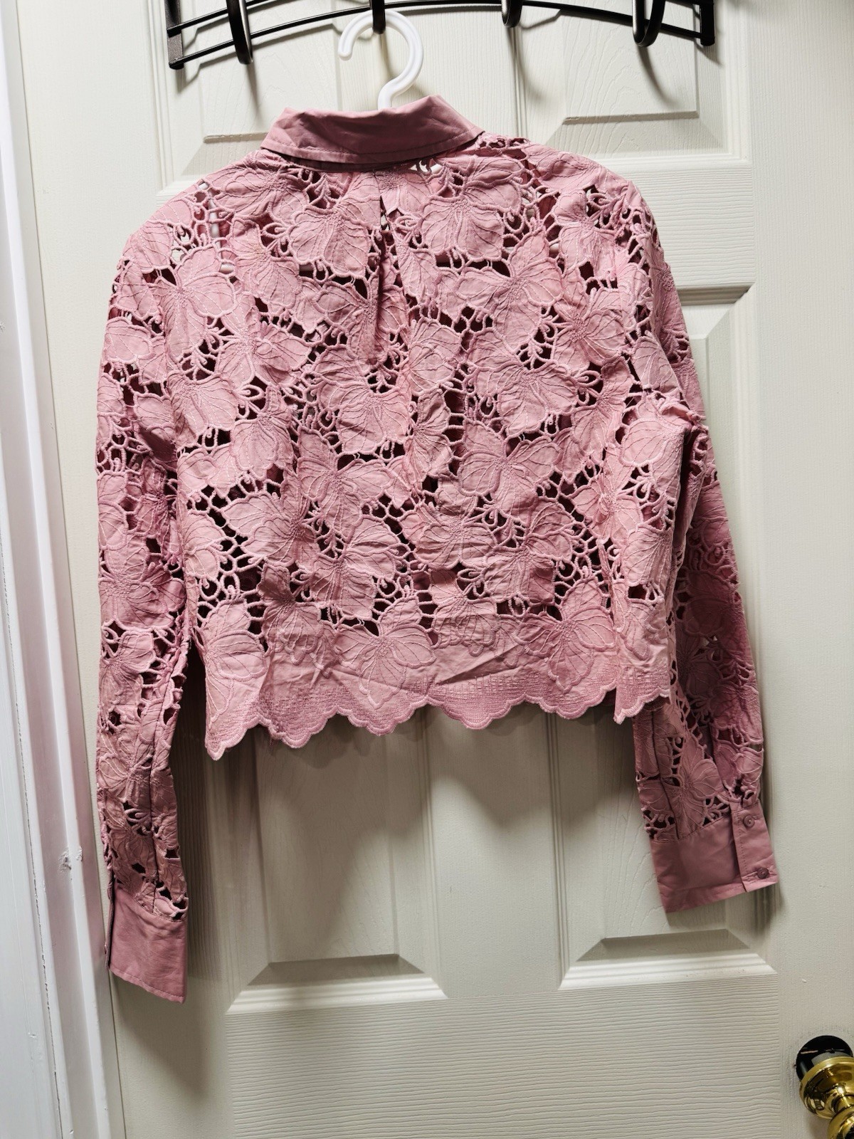 L’AGENCE Shirt Seychelles Lace Button Front $425 Size L