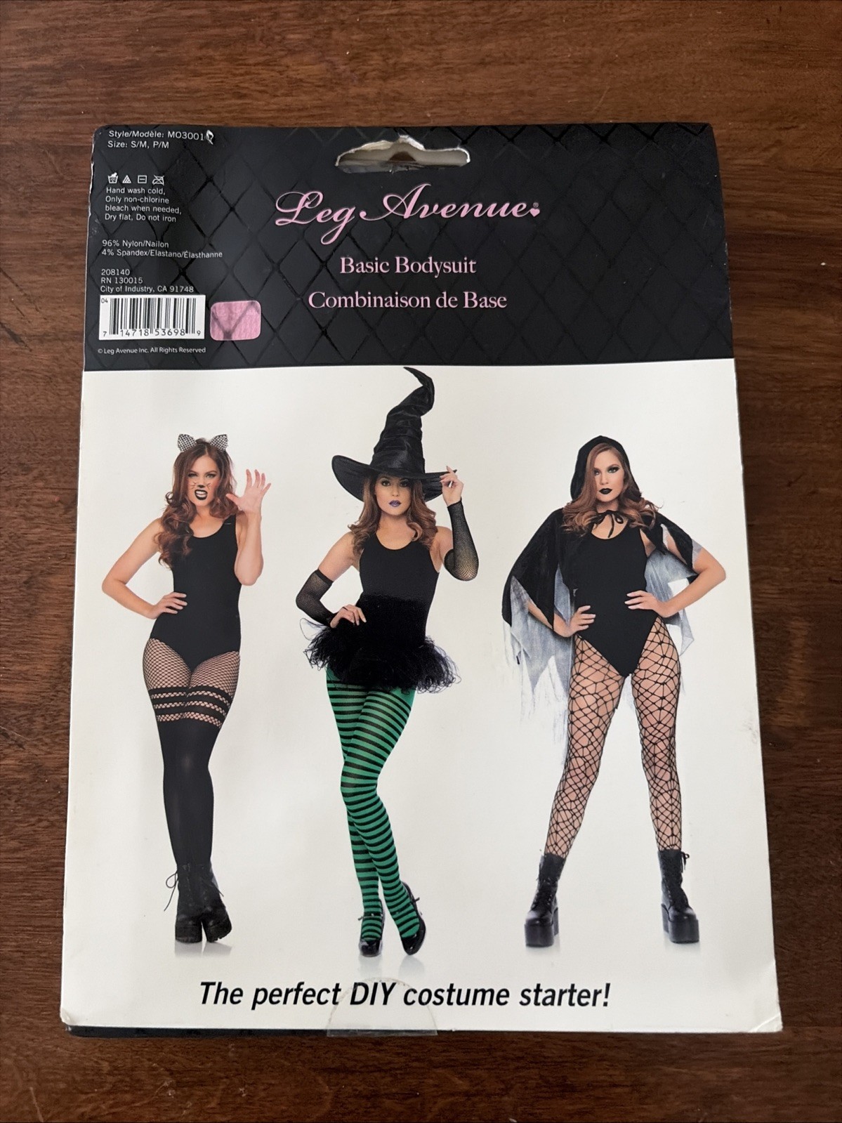 Leg Avenue Basic Bodysuit Black Size S/M- M03001 Halloween CostumeScoop Neck NIP