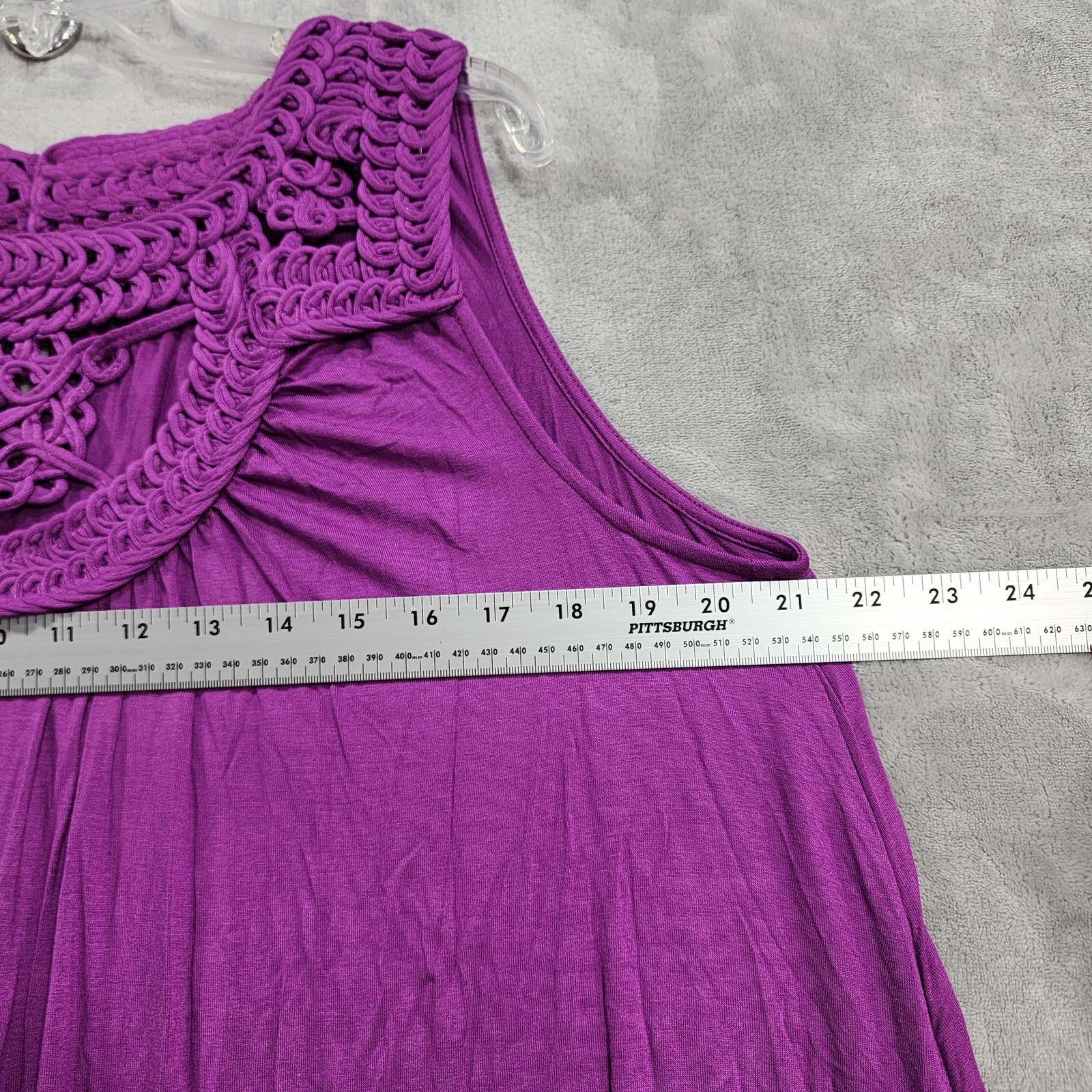 Roaman’s Top Womens 18/20 Purple Crochet Neck Sleeveless Swing Tank Flowy Boho