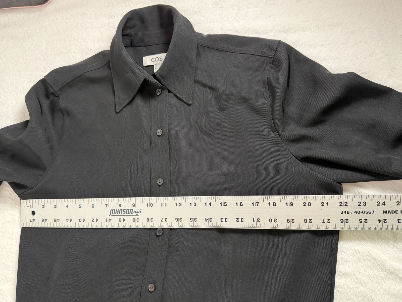 COS Womens Solid Black Relaxed Button Up Dress Shirt Long Sleeve Blouse Size 6