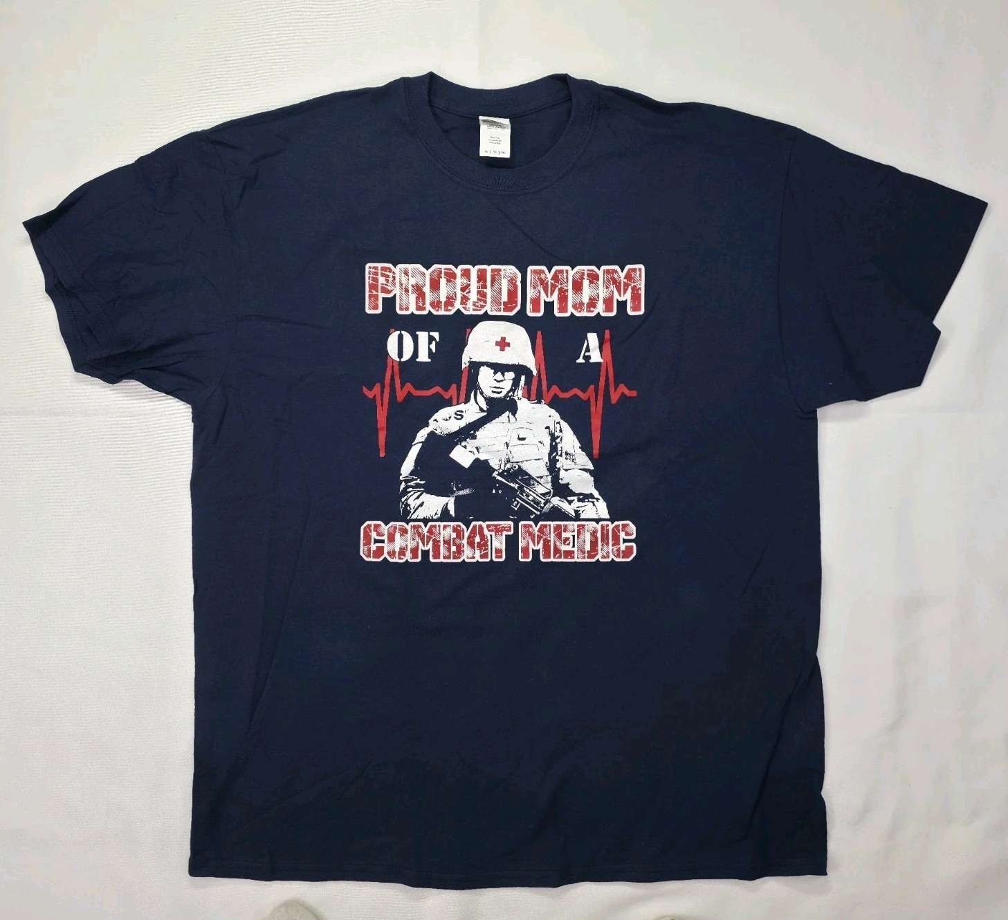 Proud Mom Of Combat Medic T-Shirt Blue GILDAN XL