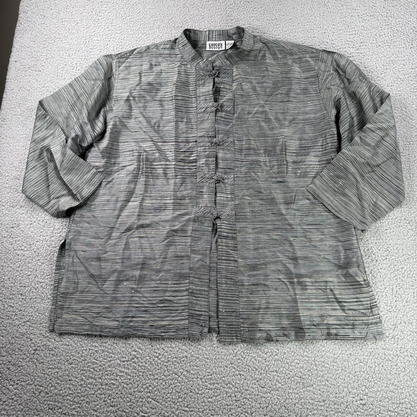 Chicos Travelers Top Womens 3 (XL) Frog Closure Button Up Asian Style 100% Silk