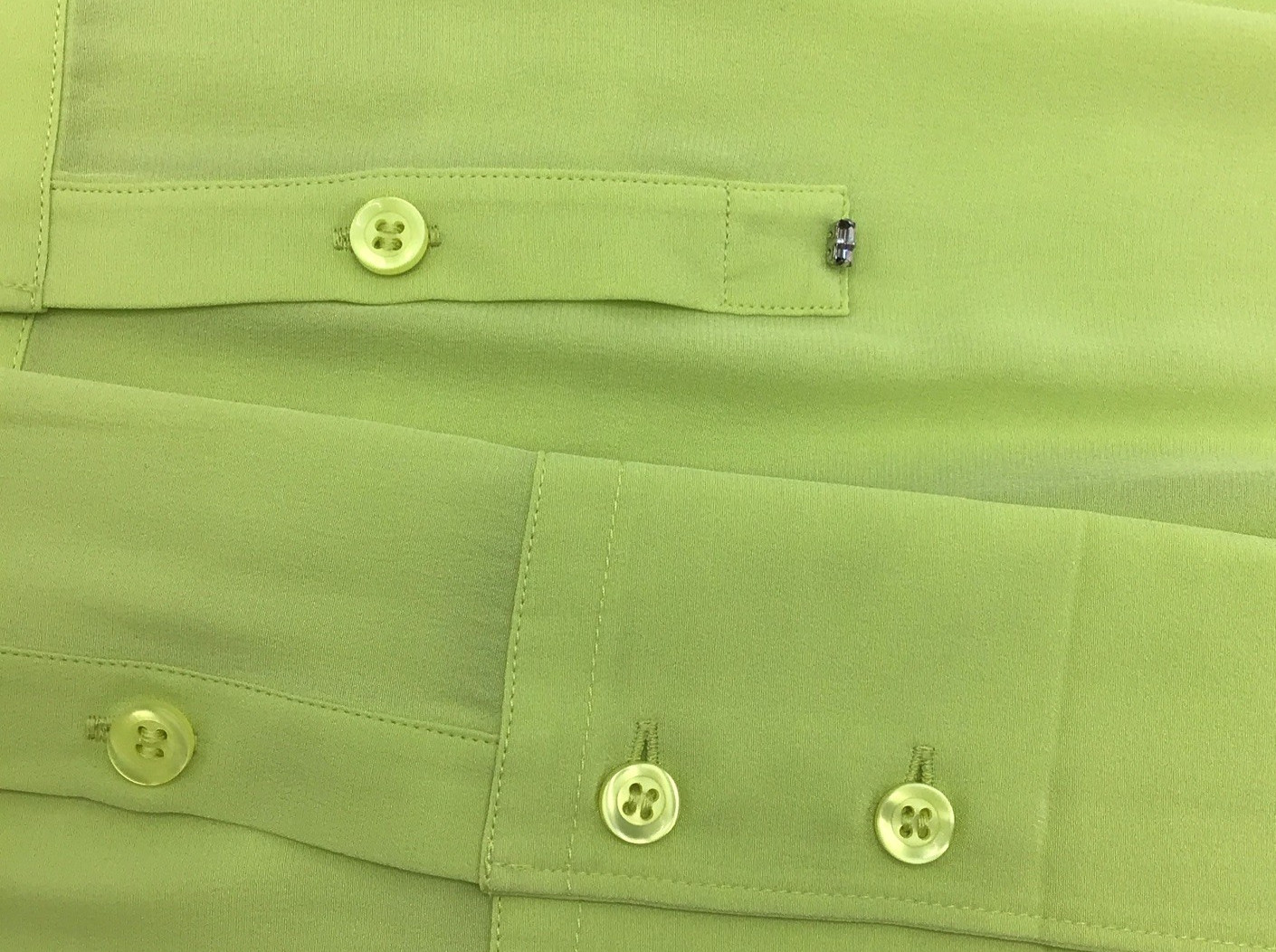 Max Mara SPORTMAX Algebra Lime Silk Shirt Button Front Elongated Cuffs NWOT US6