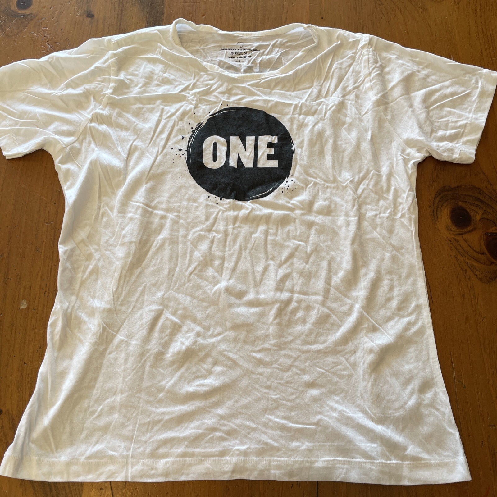 ONE Official Make Poverty History one.org Bono U2 Africa T-Shirt Large NWOT
