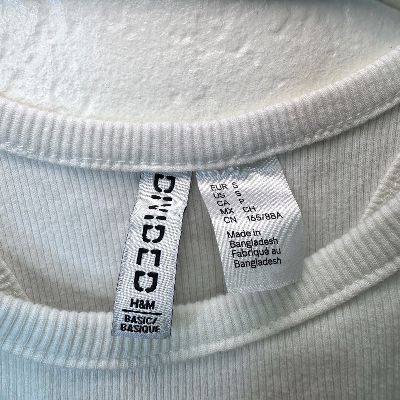 H&M Divided Basic White Ribbed Racerback Crop Tank Top – S