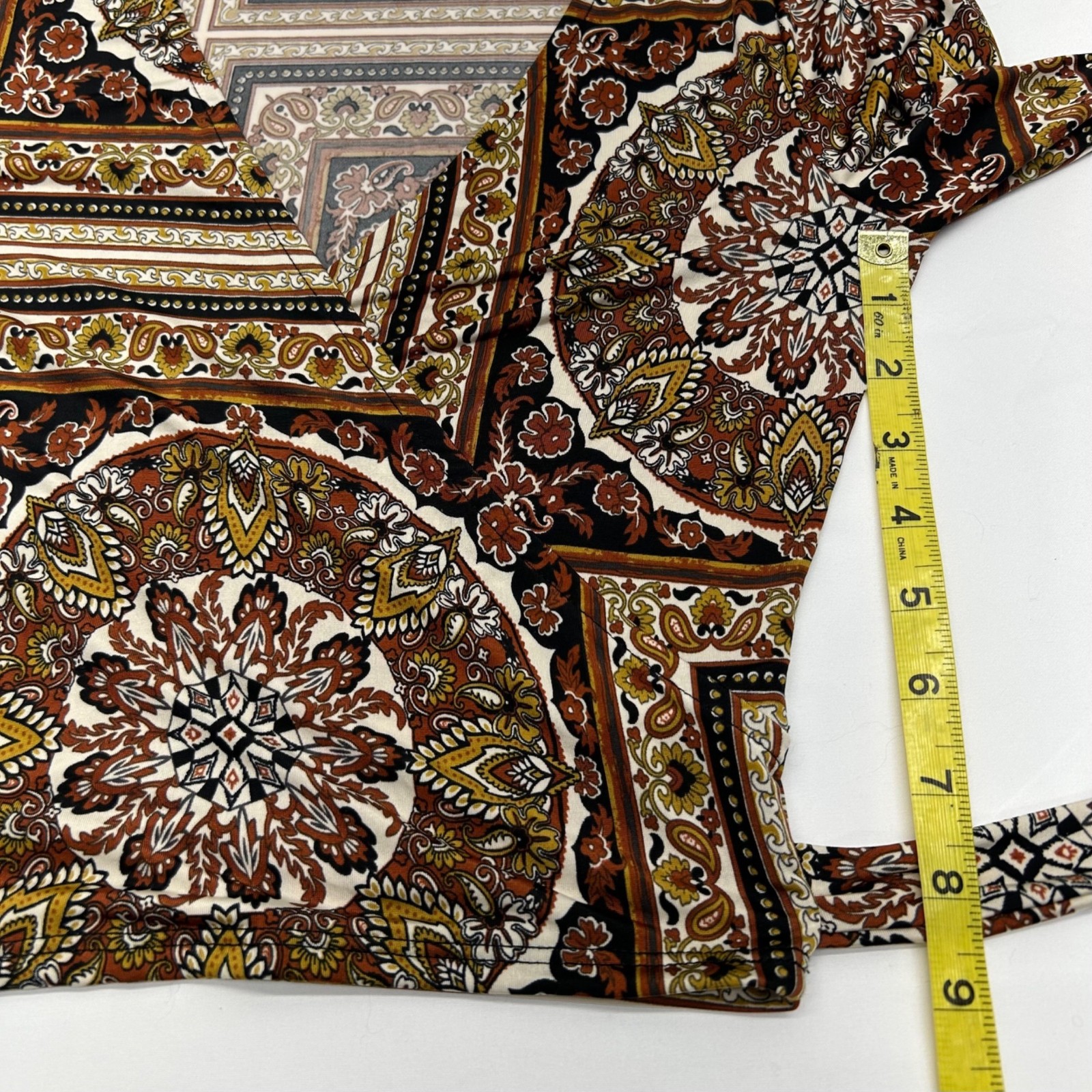 Boho Paisley Print Wrap Top With Bell Sleeves & Tie Back By Windsor S