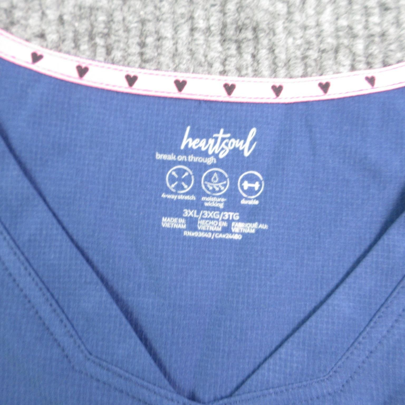 HeartSoul Shirt Womens 3XL Blue Tunic V-Neck Moisture Wicking Pockets Workwear