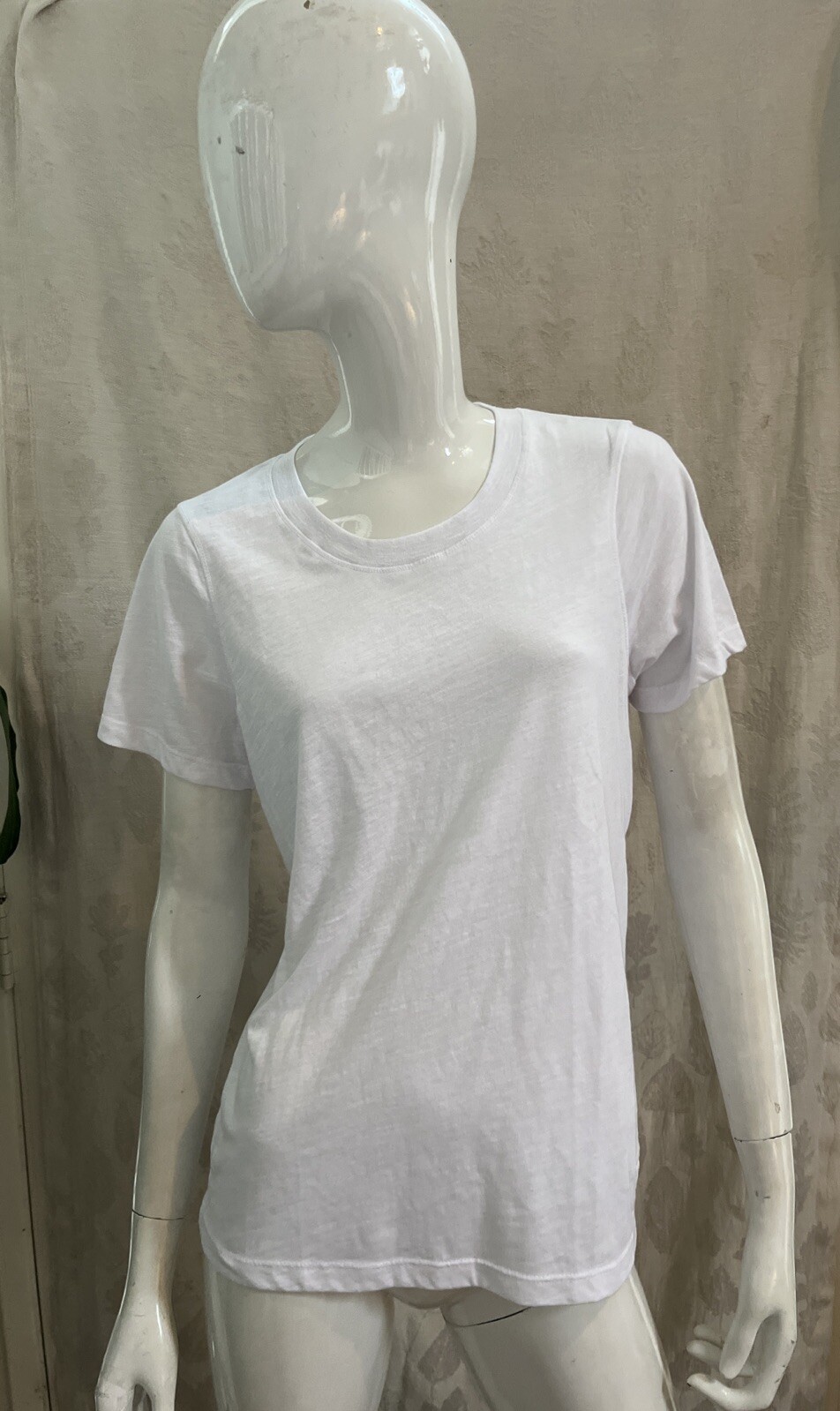 MONROW NEW! Bright White Slub Cotton Knit Crew Neck Short Sleeve T-Shirt Sz L