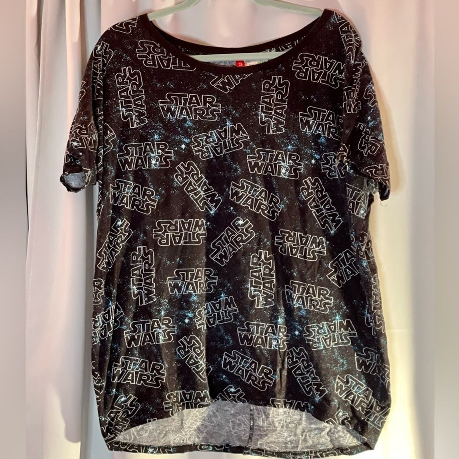 H&M Divided Star Wars Galaxy All Over Print High Low Graphic T-Shirt Medium