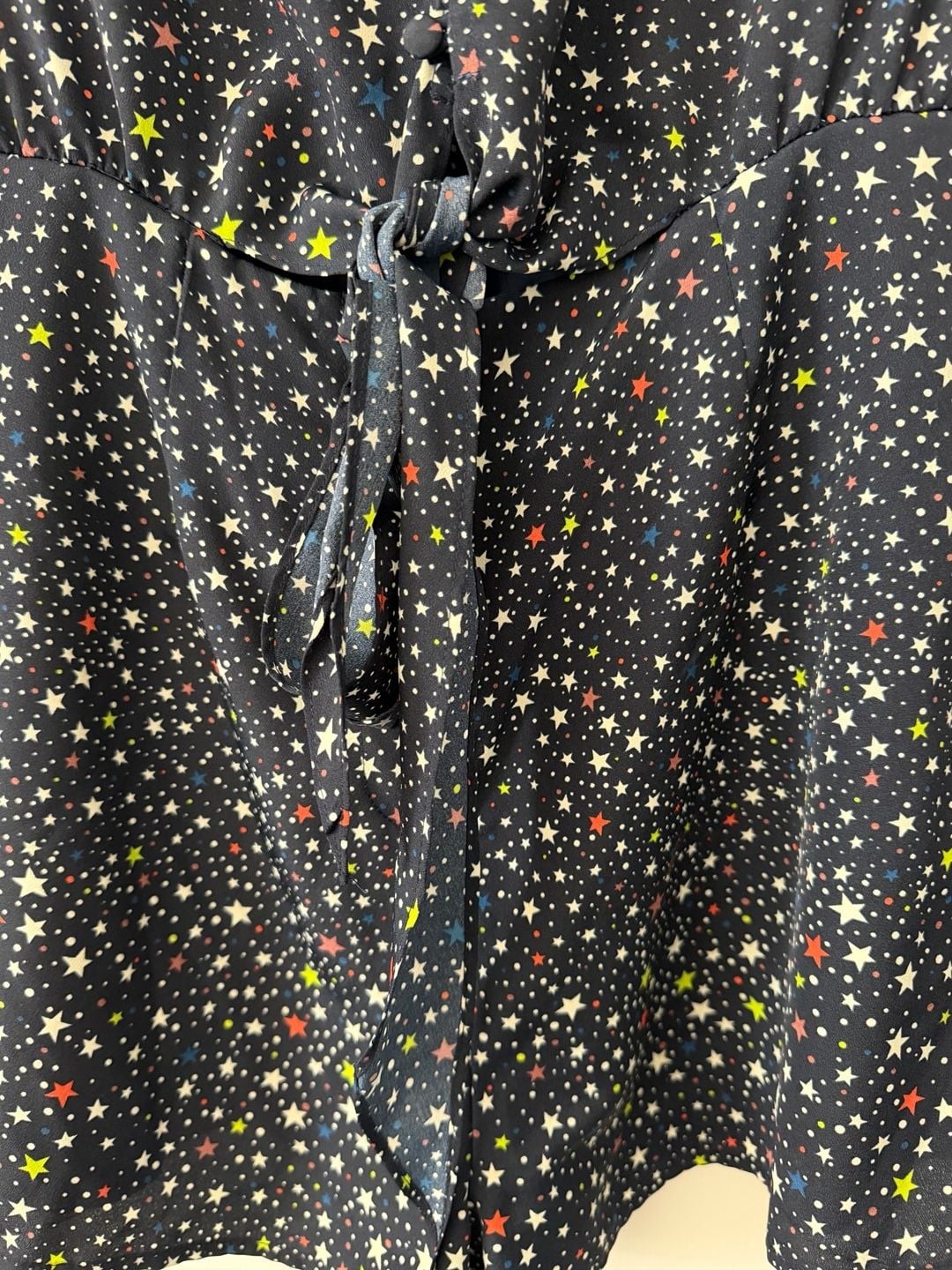 LIKELY Star Print Front-Tie Button-Down Blouse