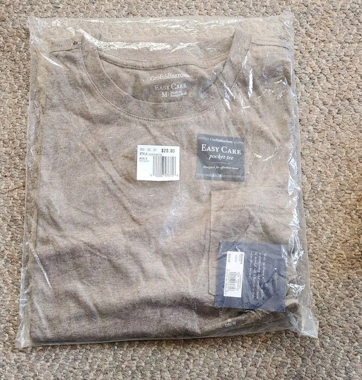 NIP Croft & Barrow Easy Care Pocket Tee Shirt Women Crew Heather Gray Brown