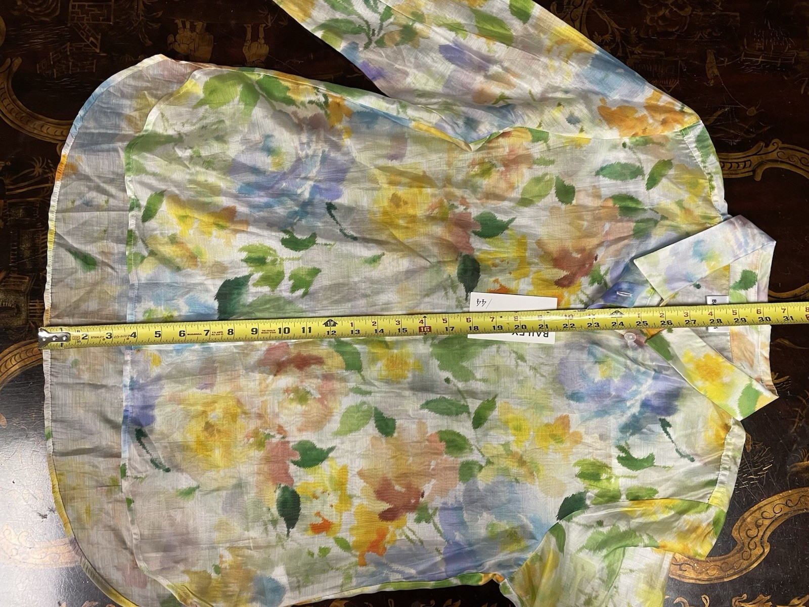 NWT Bailey 44 Floral Watercolor Button Up Semi Sheer Blouse Ethereal Feminine L