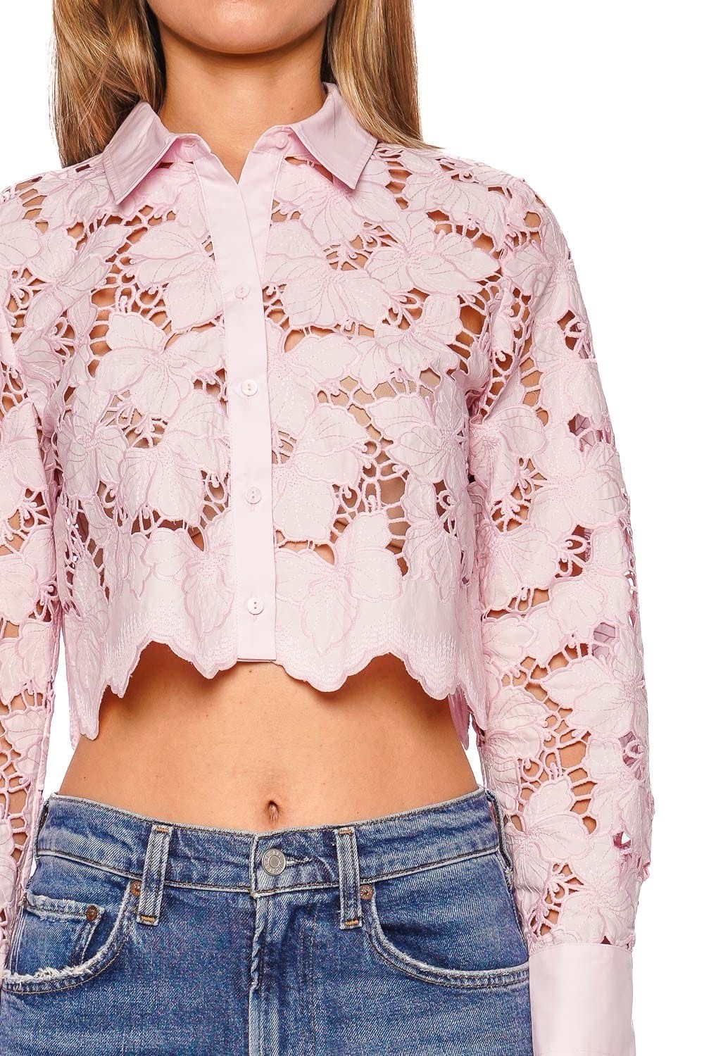 L’AGENCE Shirt Seychelles Lace Button Front $425 Size L