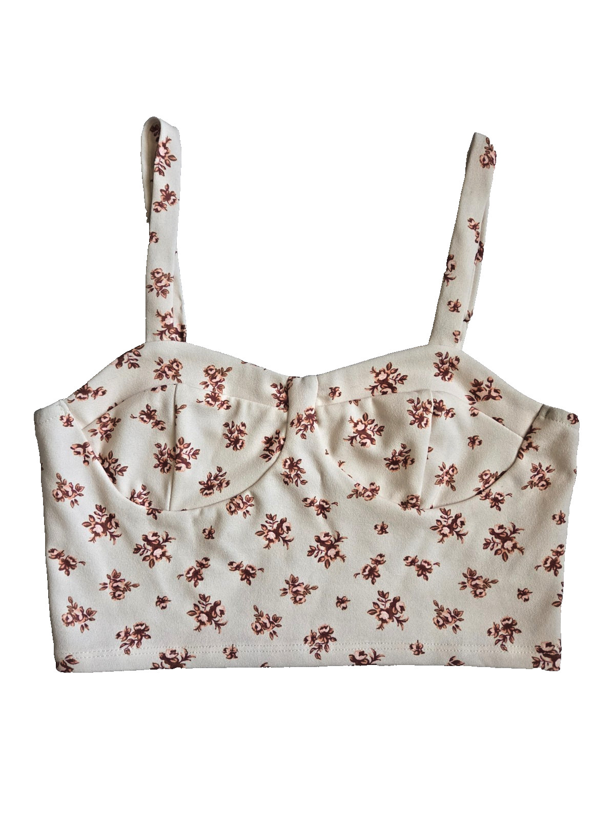 Altar’d State Medium Bustier Crop Tank Cream Floral Adjustable Strap Cottagecore