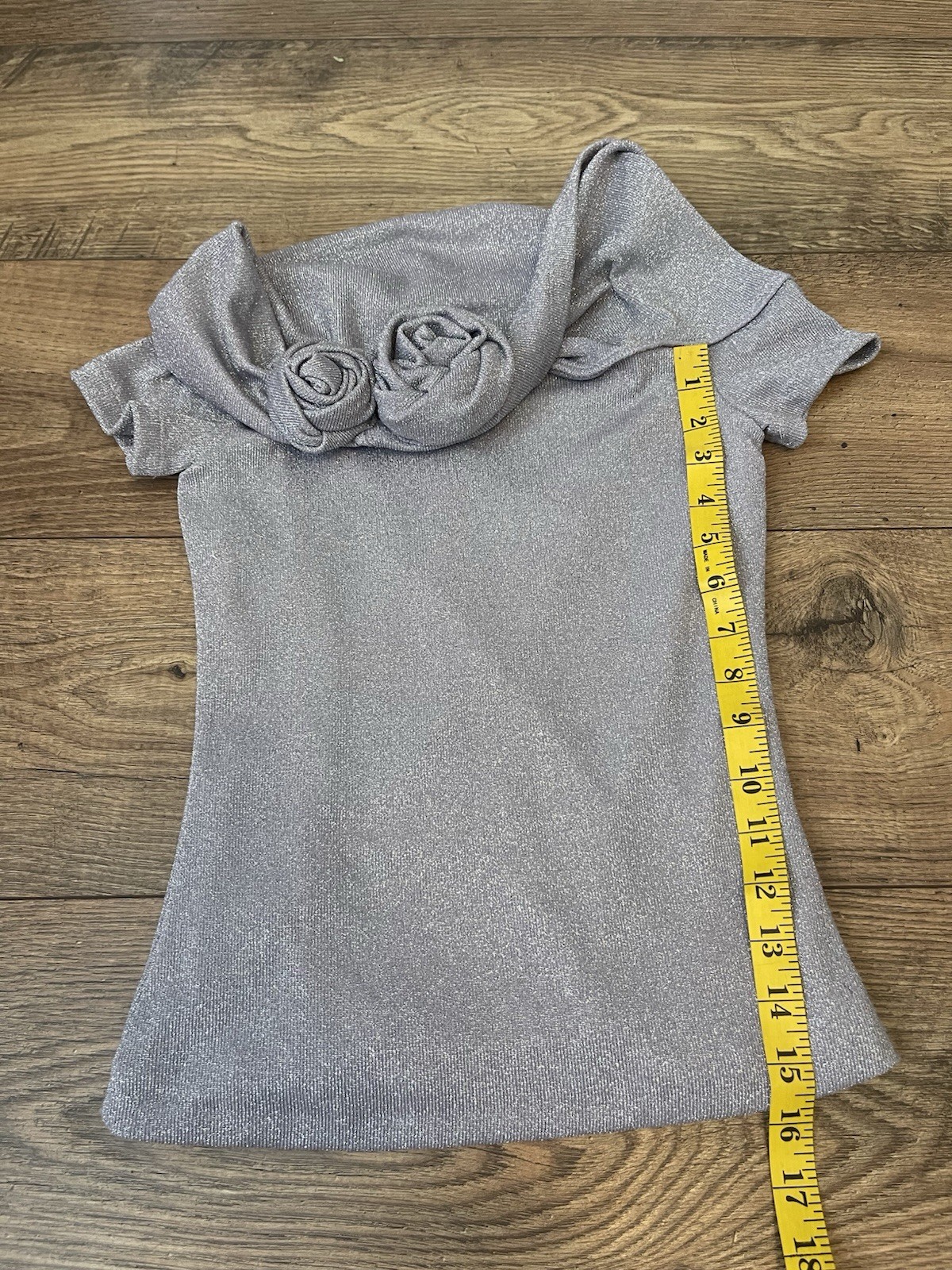 NWT Zara METALLIC THREAD TOP WITH RAISED FLOWERS Lilac Womens Size XS