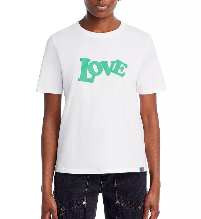 KULE White Love Modern Graphic Crewneck Short Sleeve Cotton Tee M