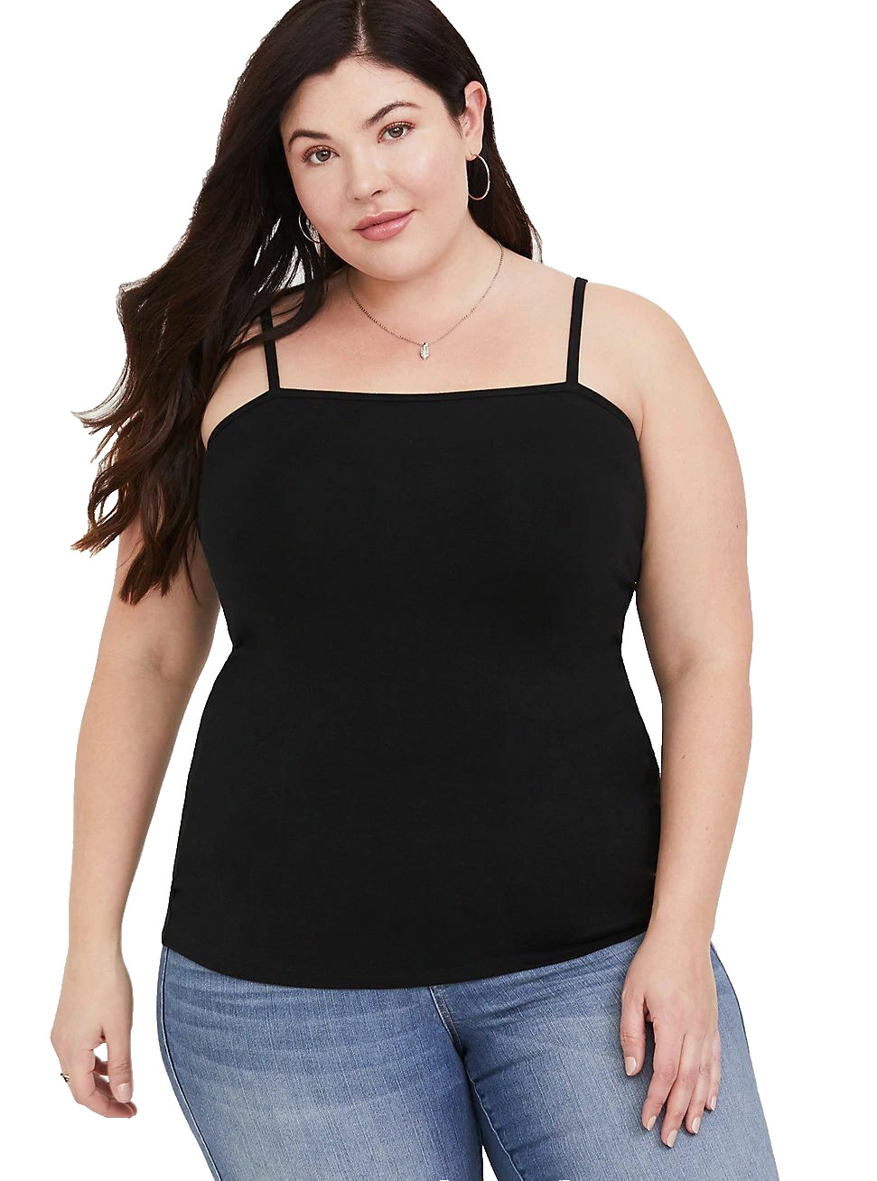 TORRID 00X Black Square Neckline Adjustable Straps Foxy Hips Cami PLUS Basic TOP