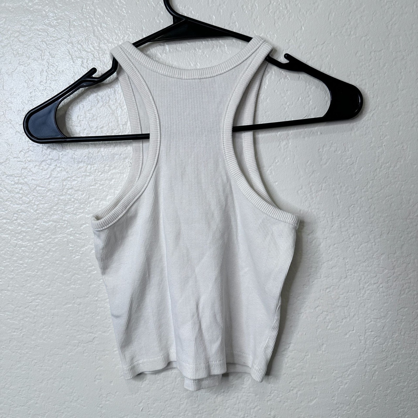 H&M Divided Basic White Ribbed Racerback Crop Tank Top – S