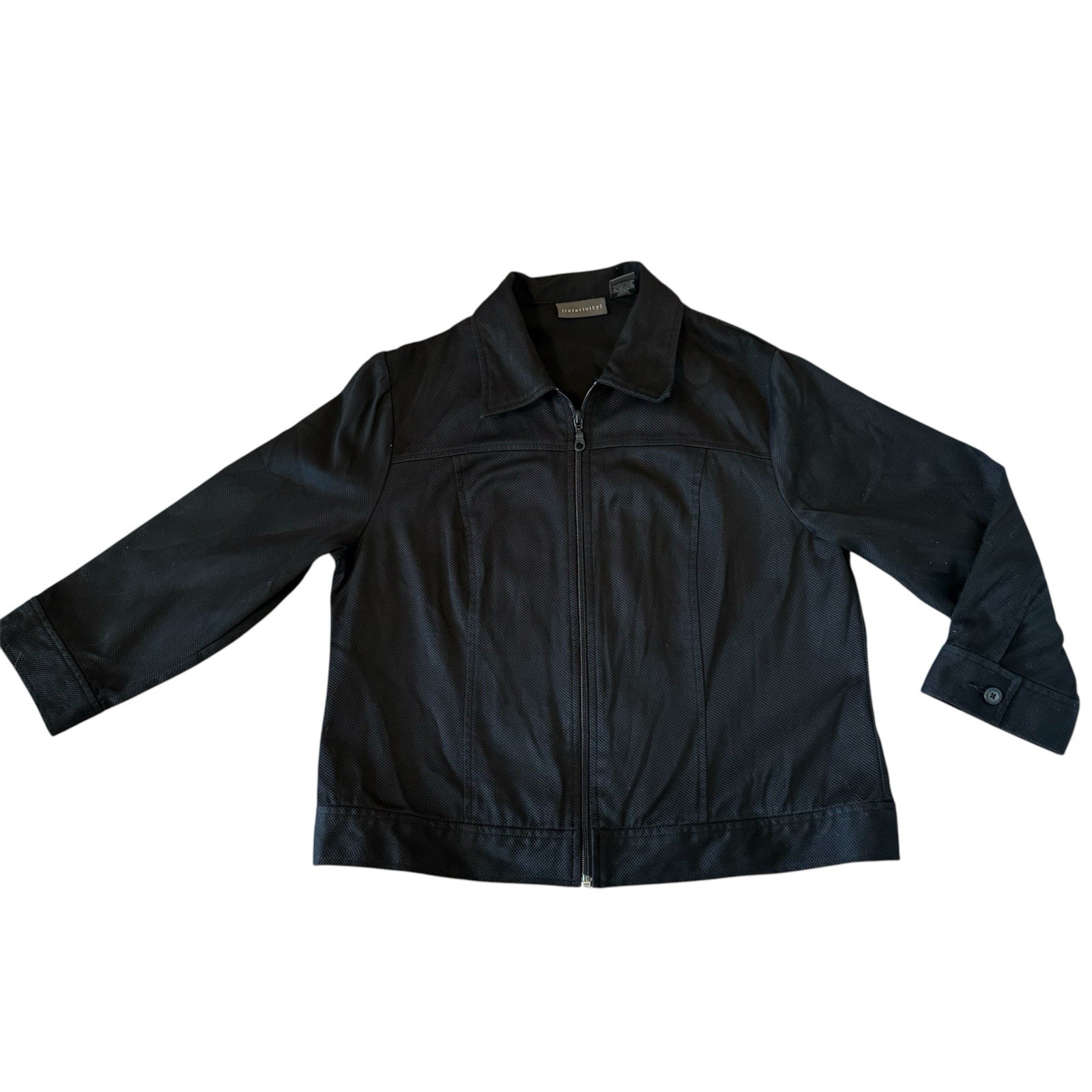 Women’s Relativity Black Full Zip Jacket Size-Large Pockets Cotton/Spandex
