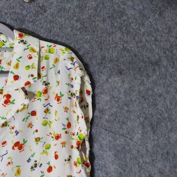 Cooper Ella Women Blouse L Button Down Novelty Fruit Picnic Statement Shirt