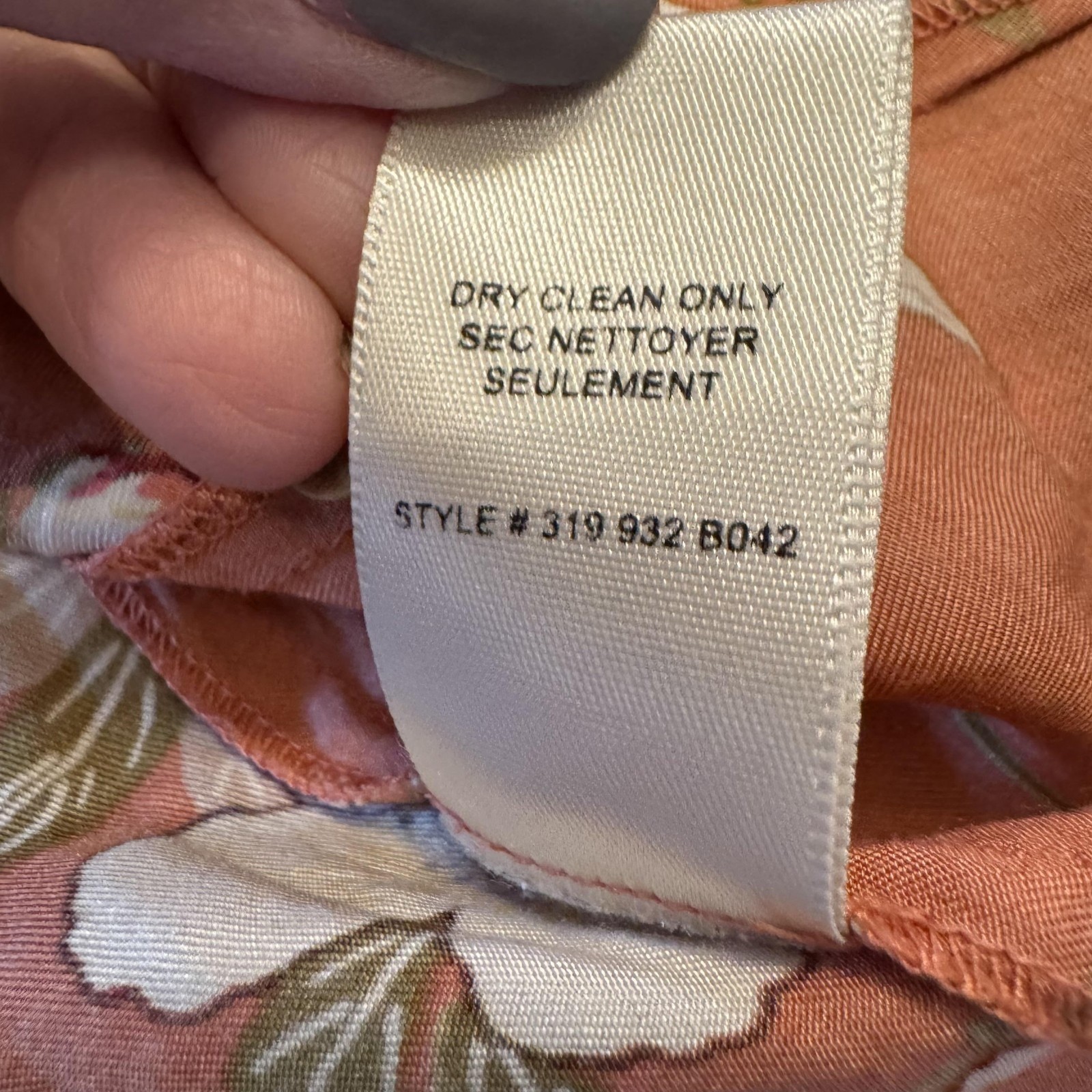 Rebecca Taylor Womens Silk Blend Floral Blouse 8 Orange Tie Cuff Cottagecore