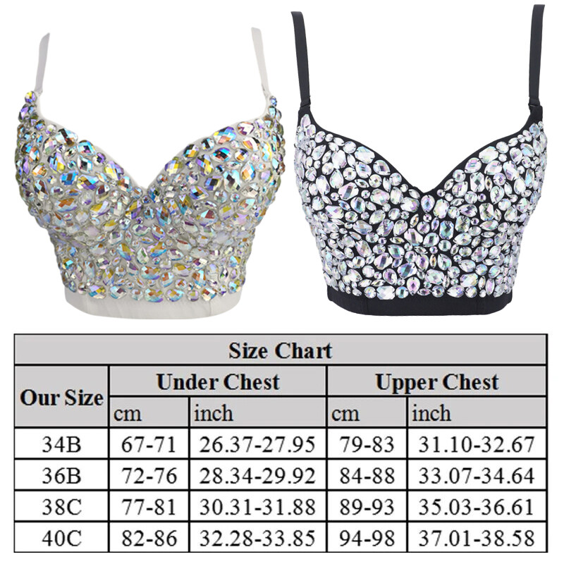 Women Sexy Shiny Diamond Rhinestones Bra Corset Bustier Crop Tank Top Bralette