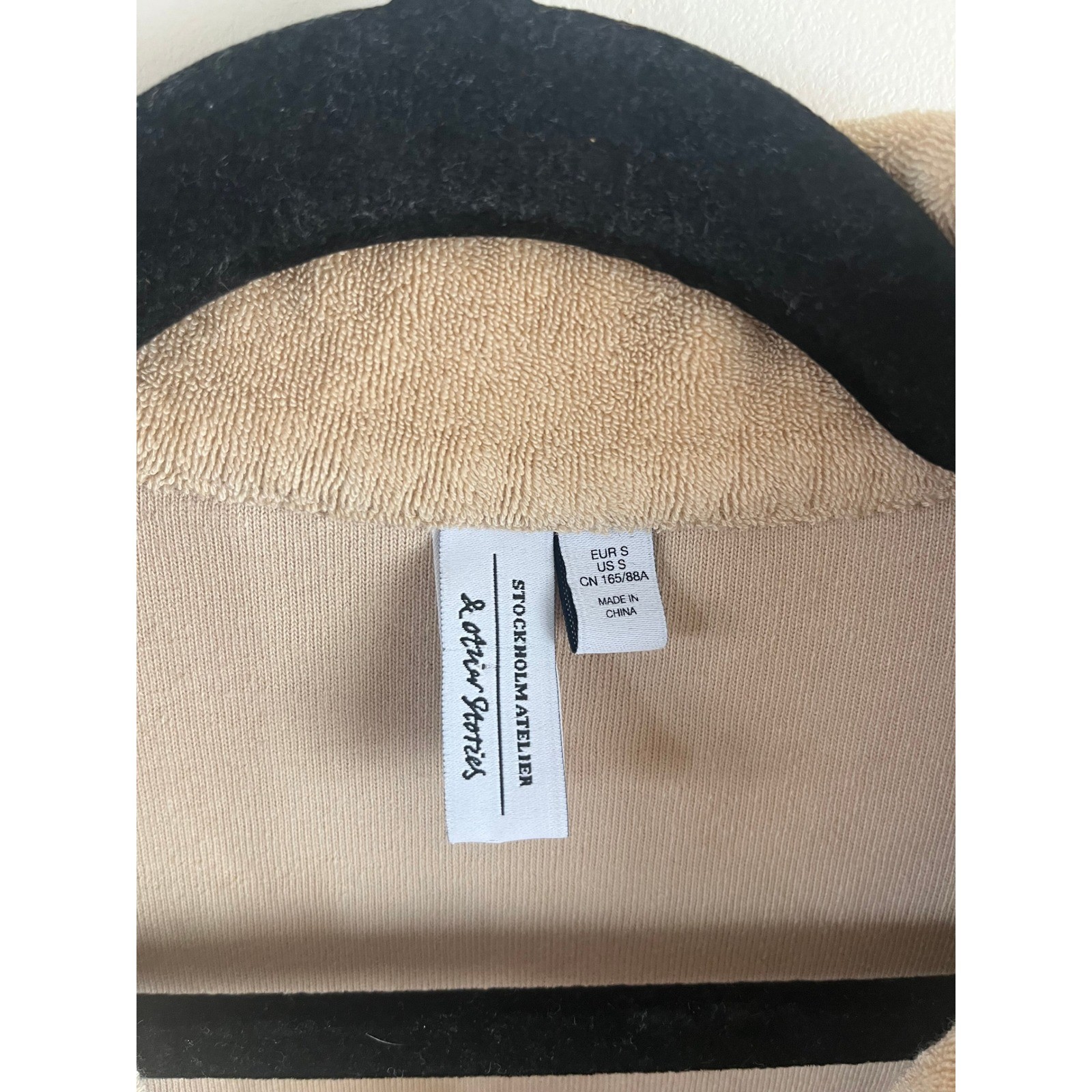 & Other Stories Terry Cloth Camp Collar Shirt Cropped Beige Towelling Size S