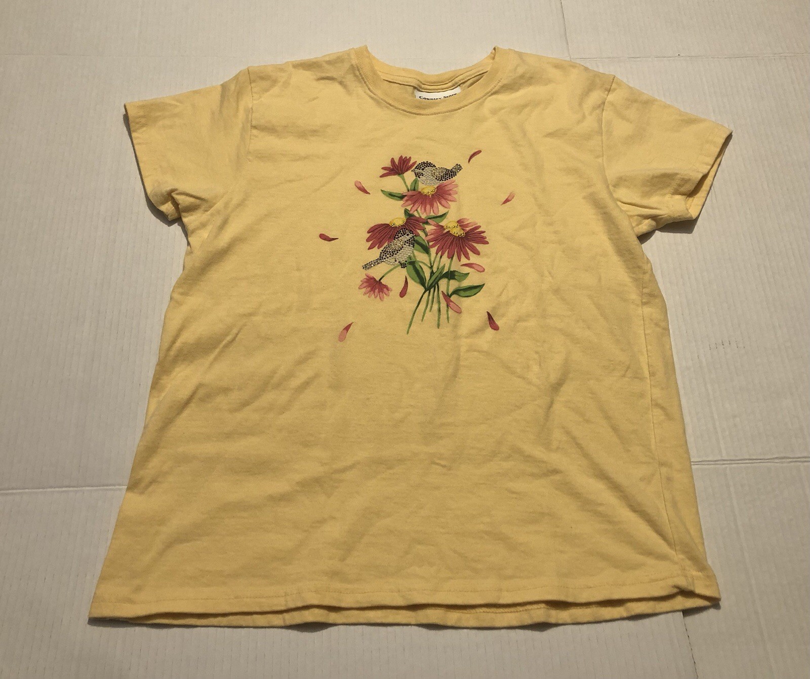 Adorable Bird Tee Women’s Sz L Yellow T Shirt GW2D19