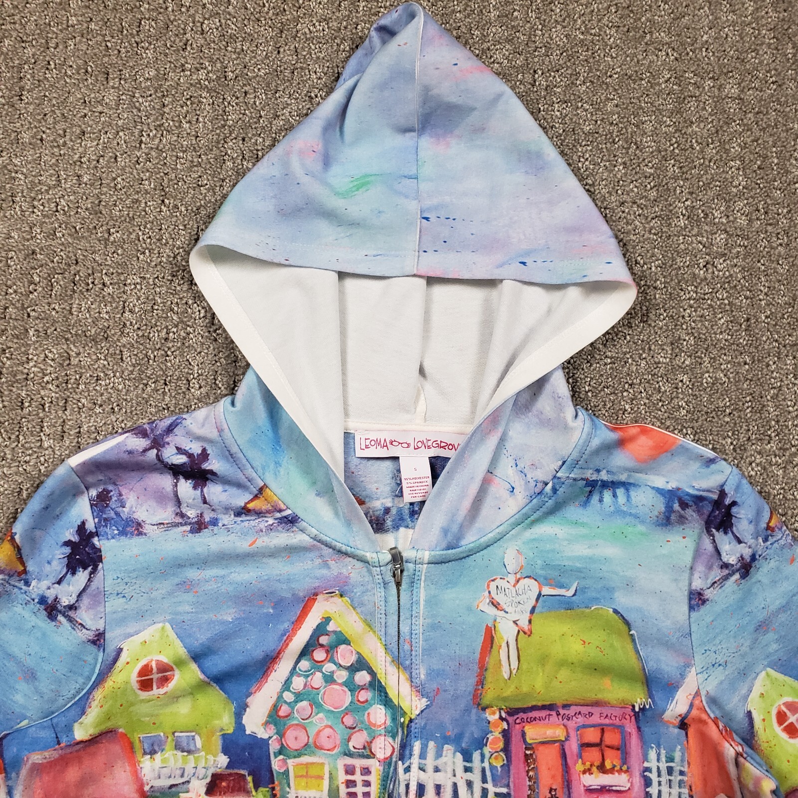 Leoma Lovegrove Hoodie Womens Small Art to wear Beach Cover up Colorful